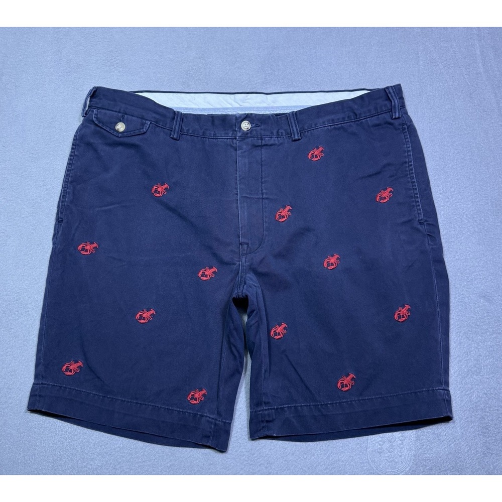 VINTAGE Polo Ralph Lauren Shorts Mens 40 Navy Lobster AOP Classic Fit Dadcore